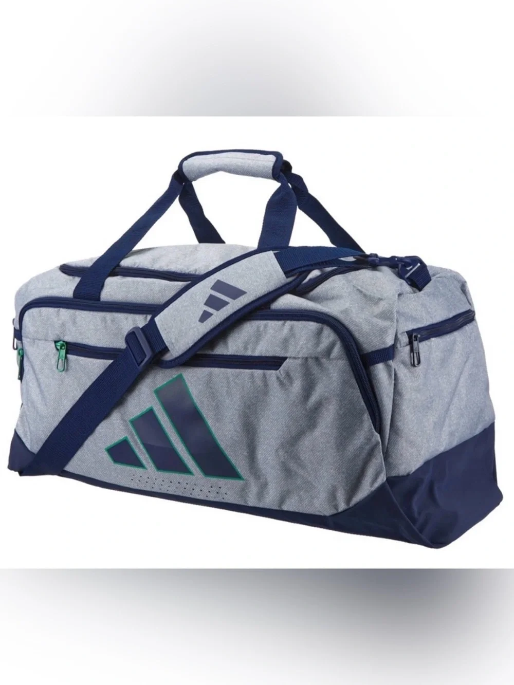 Adidas Medium Grey Blue Unisex Duffel Bag for Gym Sports Travel School NEW